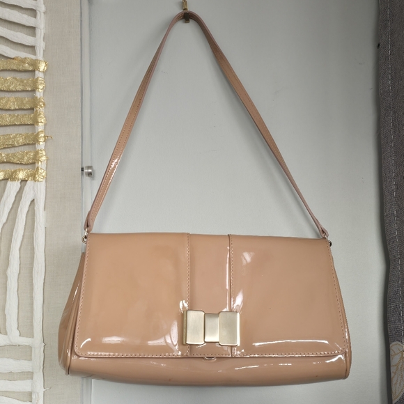 LK Bennett Handbags - L.K. Bennett Elegant Nude Patent Leather Shoulder Bag